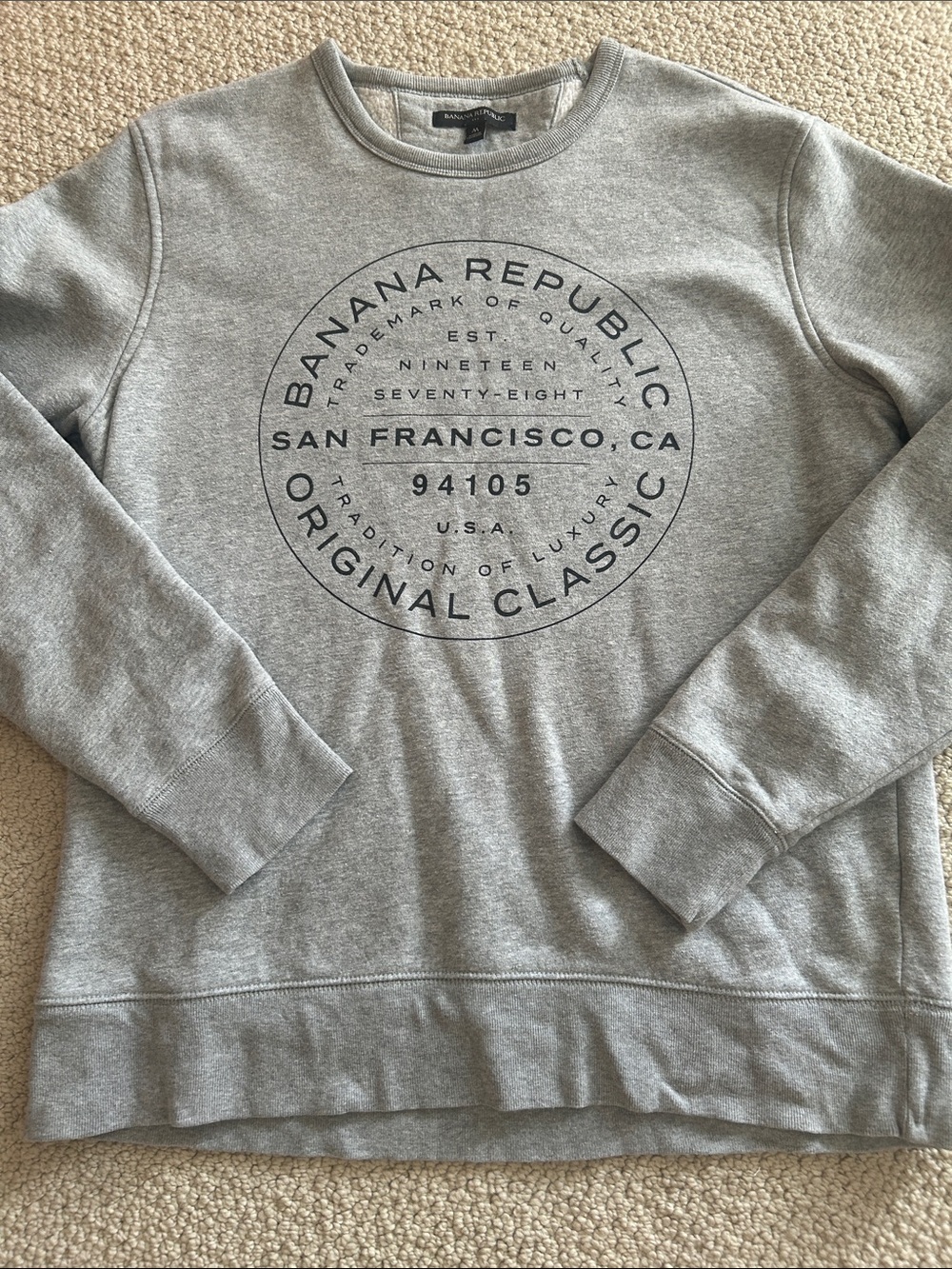 Banana Republic Light Gray Logo Crewneck Sweatshirt